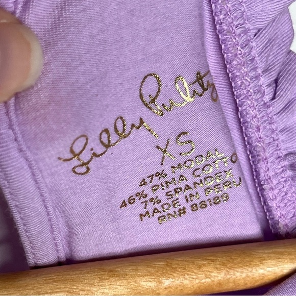 Lilly Pulitzer Alek Halter Top Purple Modal Cotton Sleeveless Ruffle Size XS - Picture 6 of 12